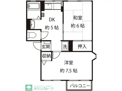 シティハイムハーベスト(2K/2階)の間取り写真