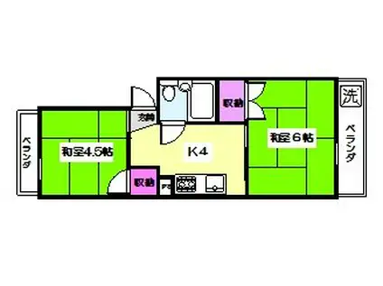 フラット中村橋(2K/2階)の間取り写真
