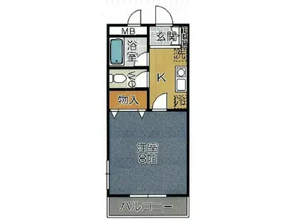 キャプテンビル(1K/3階)の間取り写真