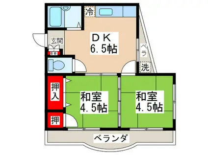 ライズコーポ(2DK/2階)の間取り写真