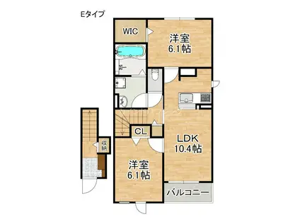 アムール日根野(2LDK/2階)の間取り写真