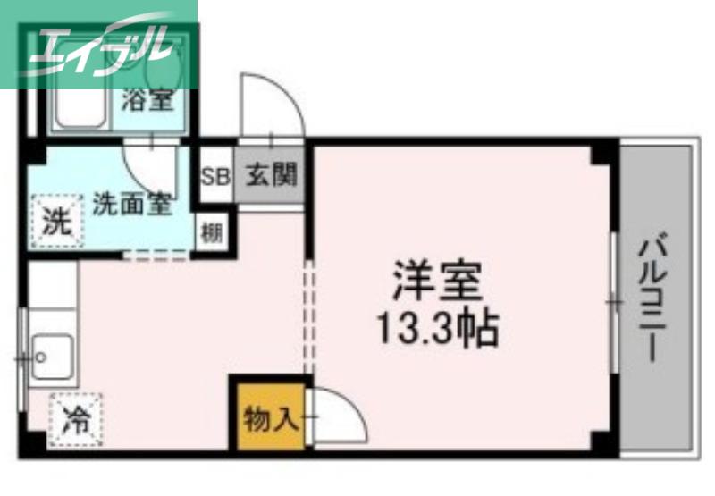 マルベリーハイツ(ワンルーム/2階)の間取り写真