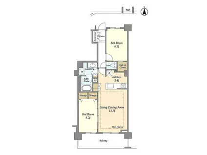 ブランズ川口本町(2LDK/5階)の間取り写真