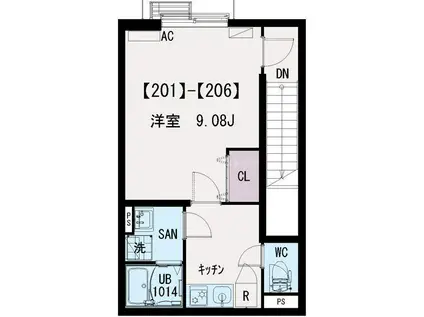 IXO 江北(1K/2階)の間取り写真