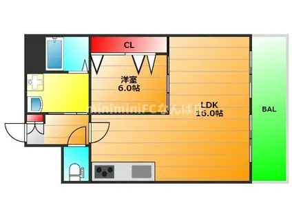 ライオンズマンション靭公園(1LDK/8階)の間取り写真