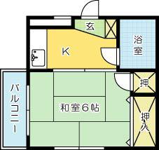 パレーシャル清水(1K/4階)の間取り写真