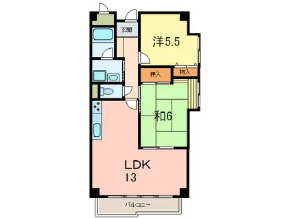 プリメーラリヨンI(2LDK/1階)の間取り写真