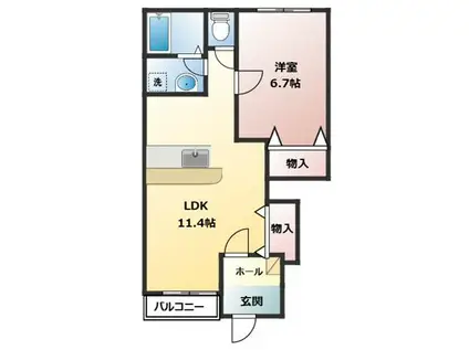 パストラル(1LDK/1階)の間取り写真