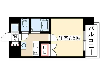 パルティール千種(1K/8階)の間取り写真