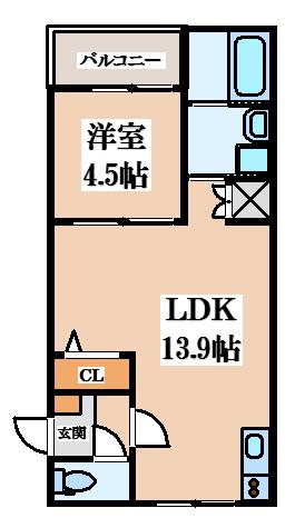 F ASECIA サンド(1LDK/1階)の間取り写真