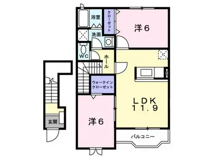 グリーンヒルズA(2LDK/2階)の間取り写真