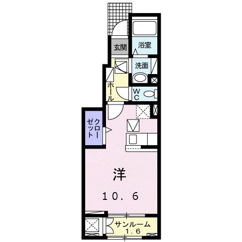 レジデンス宝町(ワンルーム/1階)の間取り写真