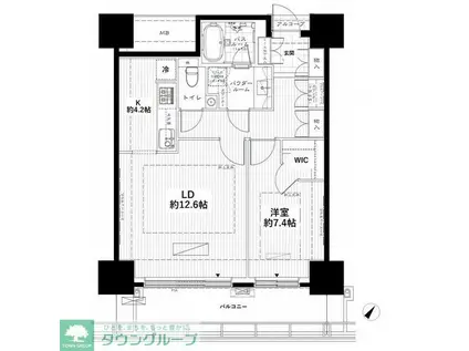 カテリーナ三田タワースイートイーストアーク(1LDK/26階)の間取り写真