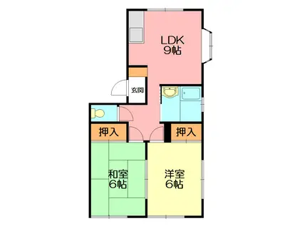 相湘13生沢ハイツ(2DK/1階)の間取り写真