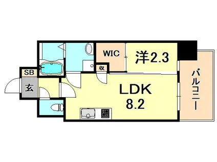 セレニテ三宮プリエ(1LDK/3階)の間取り写真