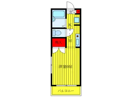 ベルトゥリーハイツ(1K/2階)の間取り写真