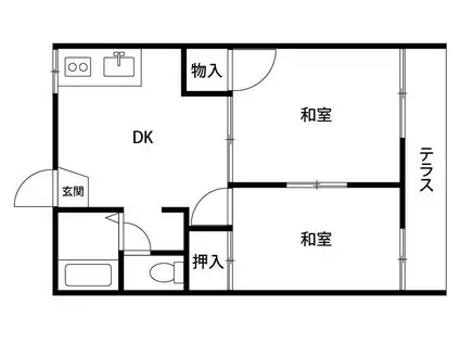 成美トラスト鹿浜(2DK/2階)の間取り写真
