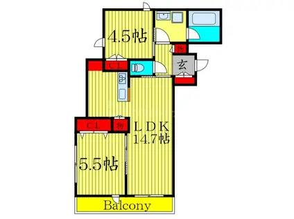 松島3丁目メゾン(2LDK/2階)の間取り写真