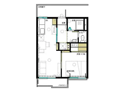 フォーブルアイ(1LDK/2階)の間取り写真