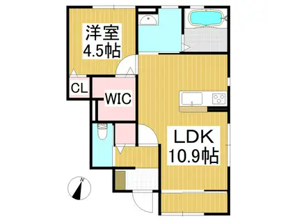 小布施町アパート(1LDK/1階)の間取り写真