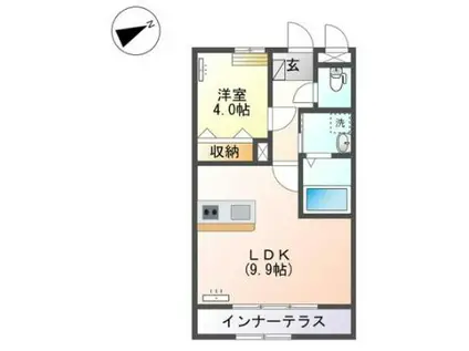 フレ・アジュール(1LDK/2階)の間取り写真