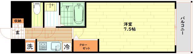 レインボーコート南堀江(1K/8階)の間取り写真