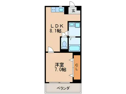 K2スクエア(1LDK/6階)の間取り写真