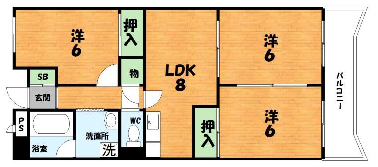 グランデあんご(3LDK/9階)の間取り写真