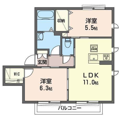 ル・ソレイユII(2LDK/1階)の間取り写真