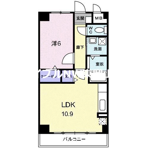 スカイマンション(1LDK/1階)の間取り写真