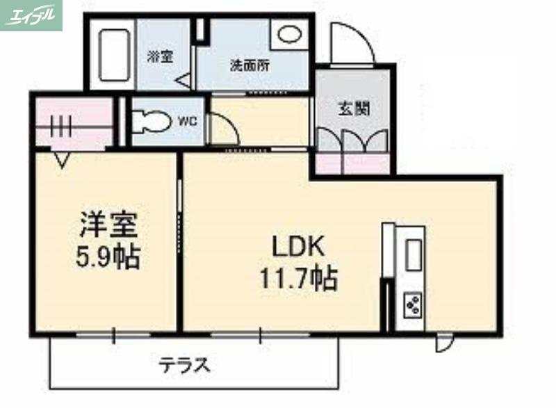 プリティーウーマン B棟(1LDK/1階)の間取り写真
