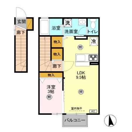 アルヴィータ(1LDK/2階)の間取り写真