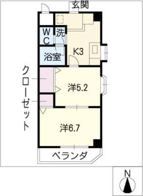 シェモア本山(2K/4階)の間取り写真