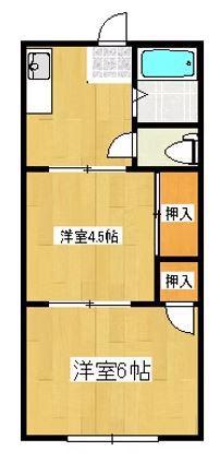 サンライフ松本(2DK/2階)の間取り写真