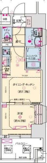 プレサンス神戸セレスティア(1DK/5階)の間取り写真