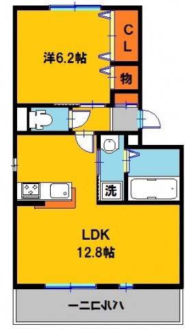 セジュール・オリヴィエC(1LDK/3階)の間取り写真