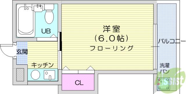 コーポ台原A棟(1K/2階)の間取り写真