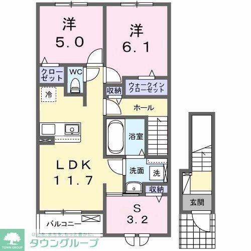 グレイスパークII(2LDK/2階)の間取り写真
