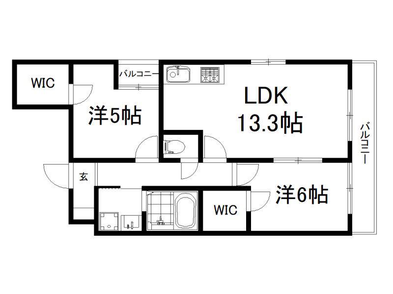 サクシード伏見車町2ND(2LDK/5階)の間取り写真