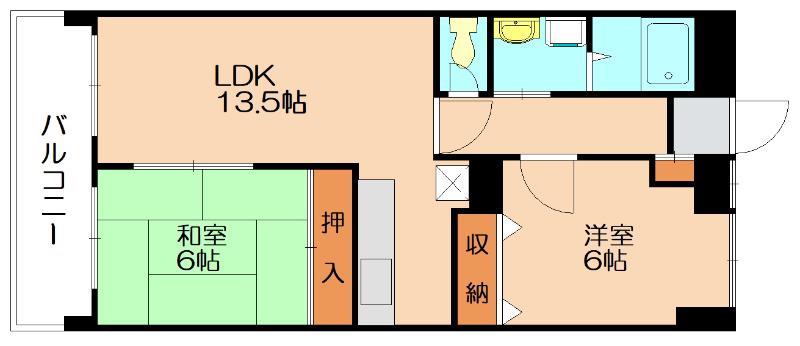 ヴェルモント空港(2LDK/5階)の間取り写真