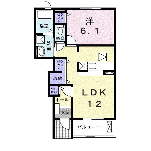 カサブランカ リリーII(1LDK/1階)の間取り写真