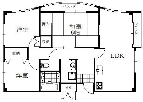 ファイブ西岡本(3LDK/2階)の間取り写真