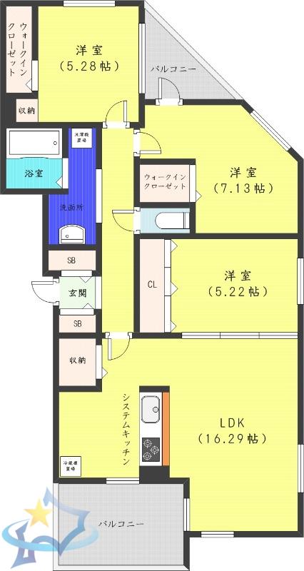 Mセレクションステラ(3LDK/4階)の間取り写真