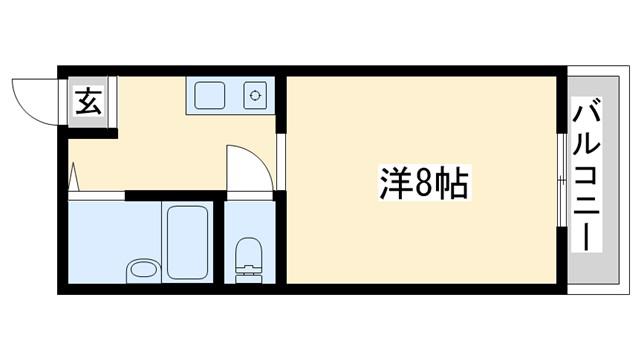 シャインコスモマンション(1DK/4階)の間取り写真