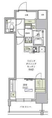 アーバネックス谷町四丁目(1LDK/2階)の間取り写真