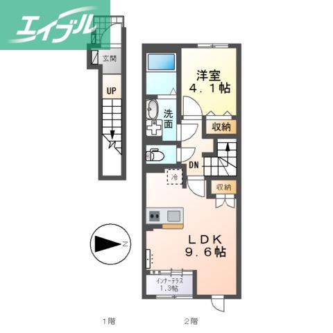 スターテラス中畝(1LDK/2階)の間取り写真