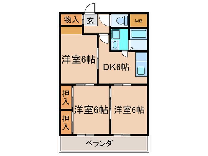 サンシティー槇島(3DK/3階)の間取り写真