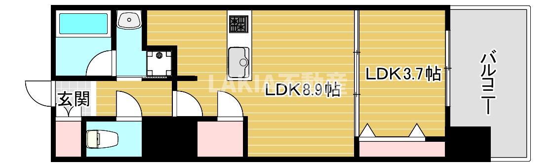 RJRプレシア南堀江(1LDK/12階)の間取り写真