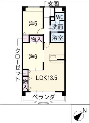 メゾン大門(2LDK/1階)の間取り写真