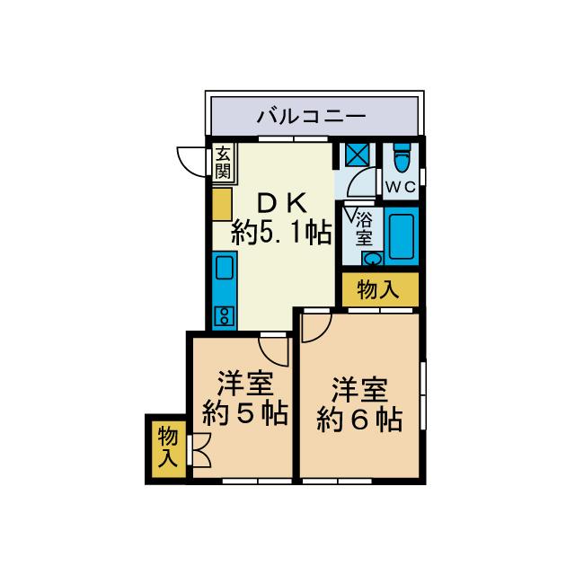 シティハイツ栄(2DK/2階)の間取り写真